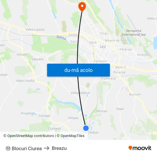 Harta de Ⓜ Blocuri Ciurea către Breazu