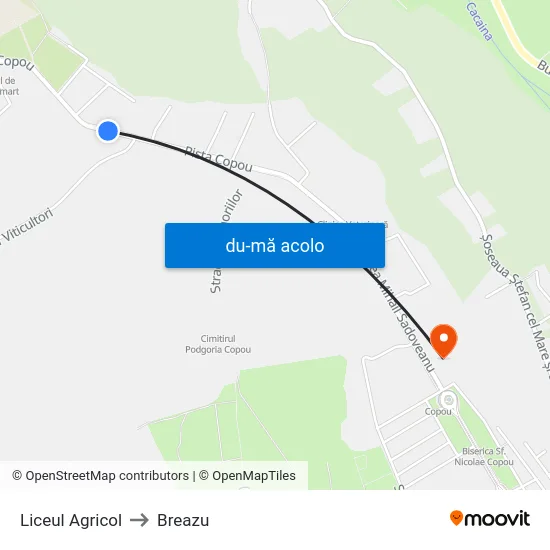 Harta de Liceul Agricol către Breazu