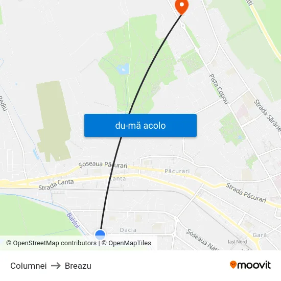 Harta de Columnei către Breazu