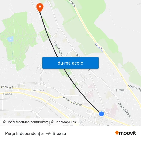 Harta de Piața Independenței către Breazu
