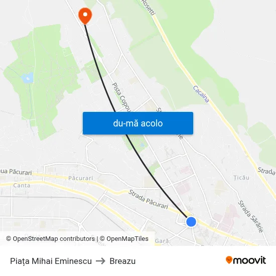 Harta de Piața Mihai Eminescu către Breazu