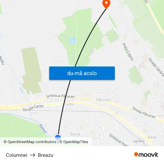 Harta de Columnei către Breazu