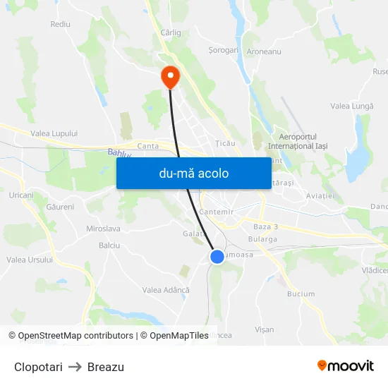 Harta de Clopotari către Breazu