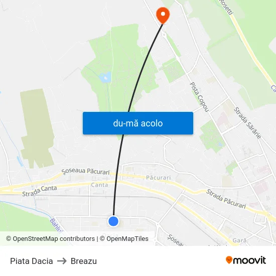 Harta de Piata Dacia către Breazu