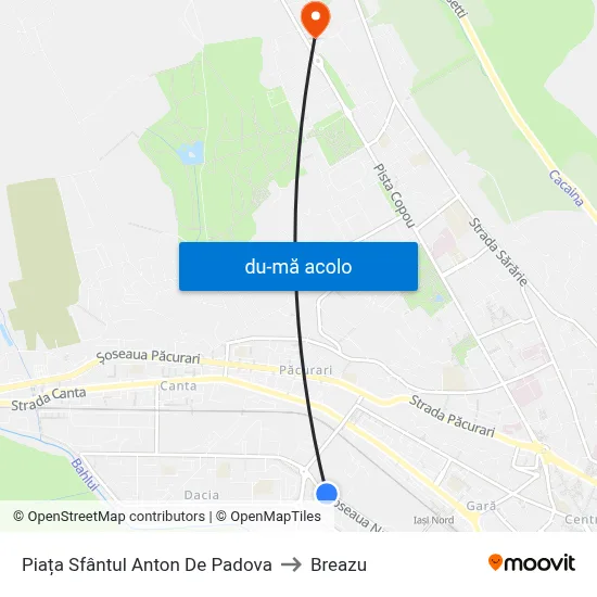 Harta de Piața Sfântul Anton De Padova către Breazu