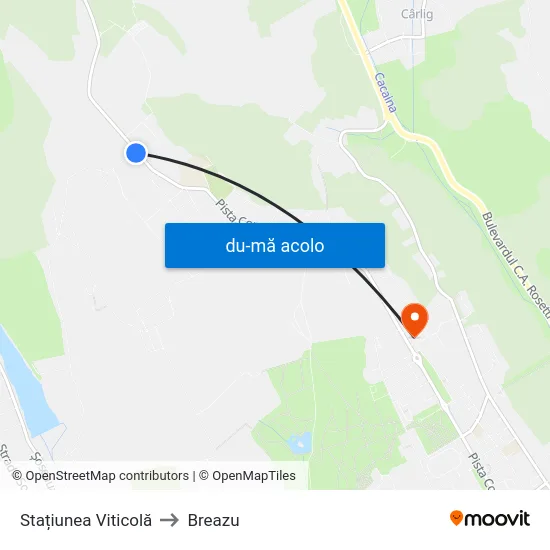 Harta de Stațiunea Viticolă către Breazu