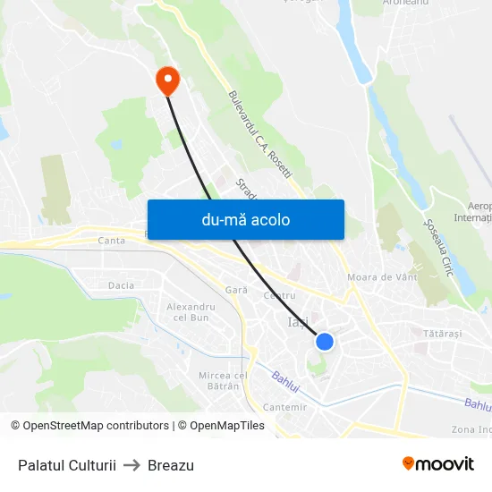 Harta de Palatul Culturii către Breazu