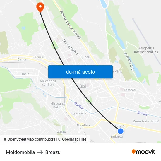 Harta de Moldomobila către Breazu