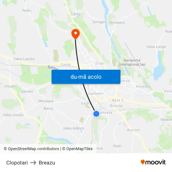 Harta de Clopotari către Breazu