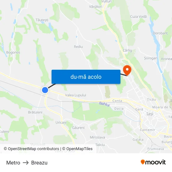 Harta de Metro către Breazu