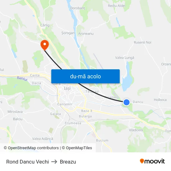 Harta de Rond Dancu Vechi către Breazu