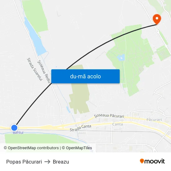 Harta de Popas Păcurari către Breazu