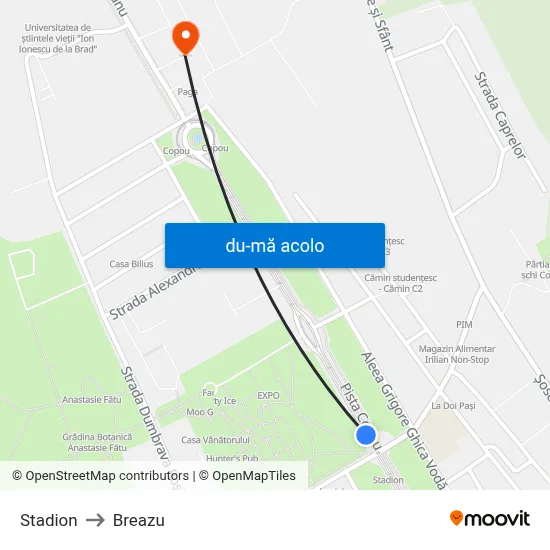 Harta de Stadion către Breazu
