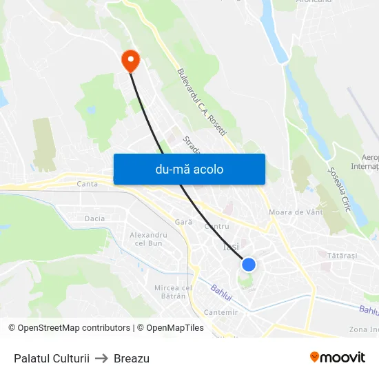 Harta de Palatul Culturii către Breazu