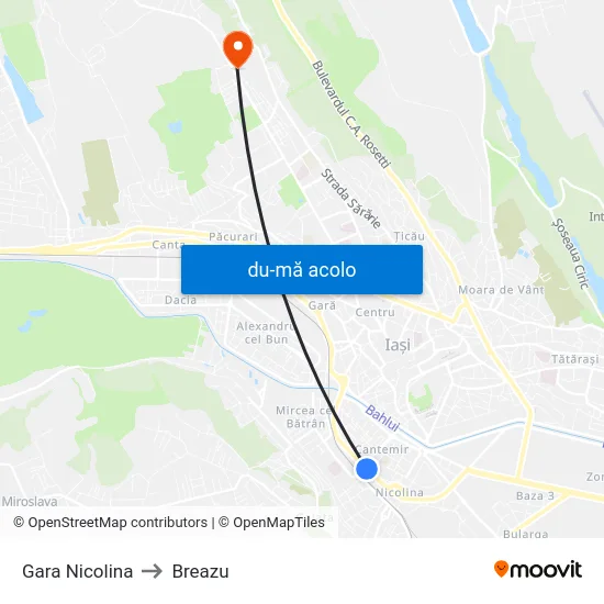 Harta de Gara Nicolina către Breazu