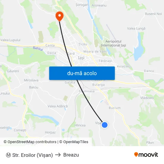 Harta de Ⓜ Str. Eroilor (Vişan) către Breazu