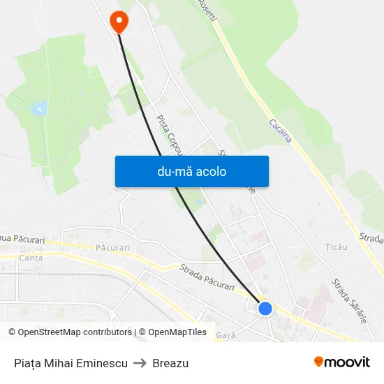 Harta de Piața Mihai Eminescu către Breazu