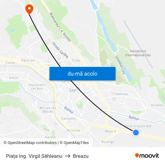 Harta de Piața Ing. Virgil Săhleanu către Breazu