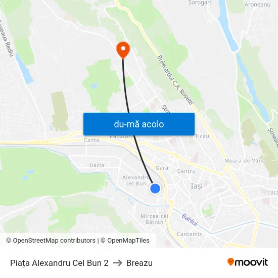 Harta de Piața Alexandru Cel Bun 2 către Breazu
