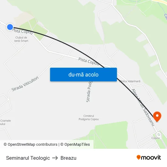 Harta de Seminarul Teologic către Breazu