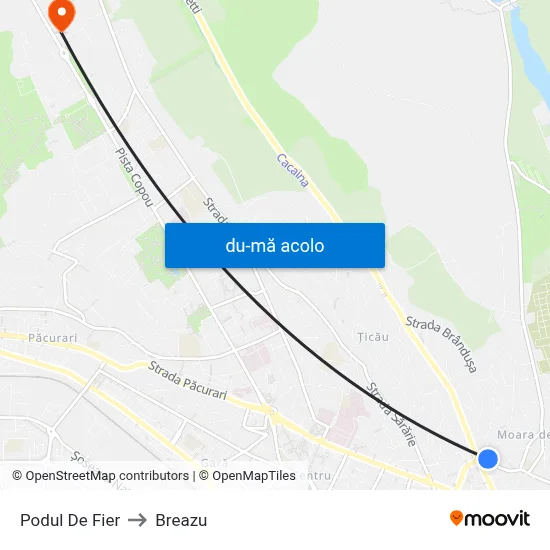 Harta de Podul De Fier către Breazu