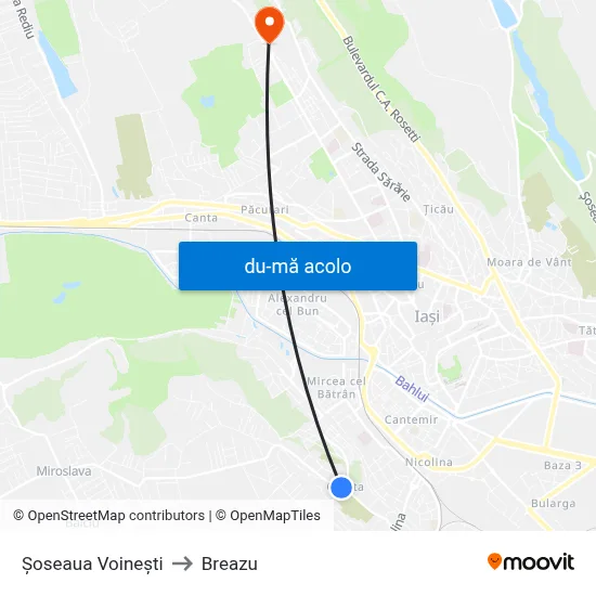 Harta de Şoseaua Voineşti către Breazu