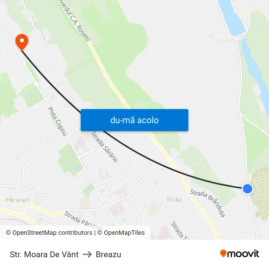 Harta de Str. Moara De Vânt către Breazu