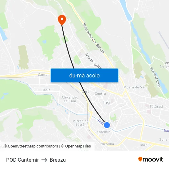 Harta de POD Cantemir către Breazu