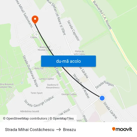 Harta de Strada Mihai Costăchescu către Breazu