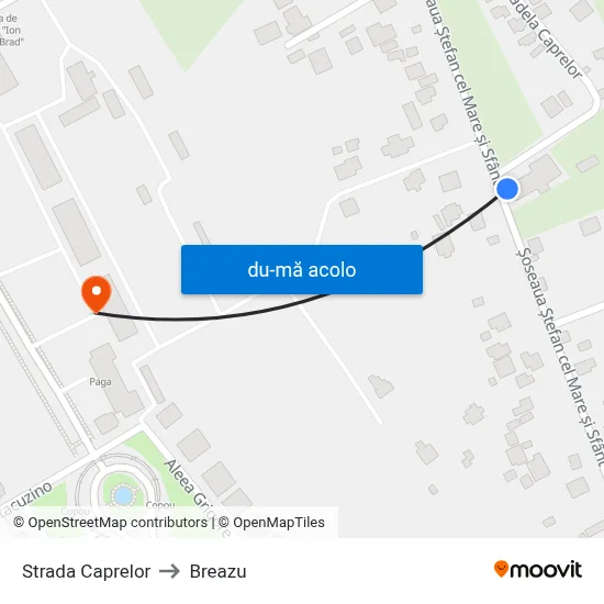 Harta de Strada Caprelor către Breazu