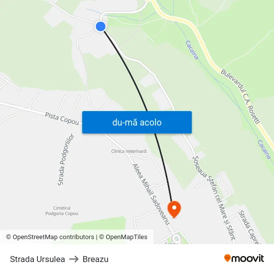 Harta de Strada Ursulea către Breazu