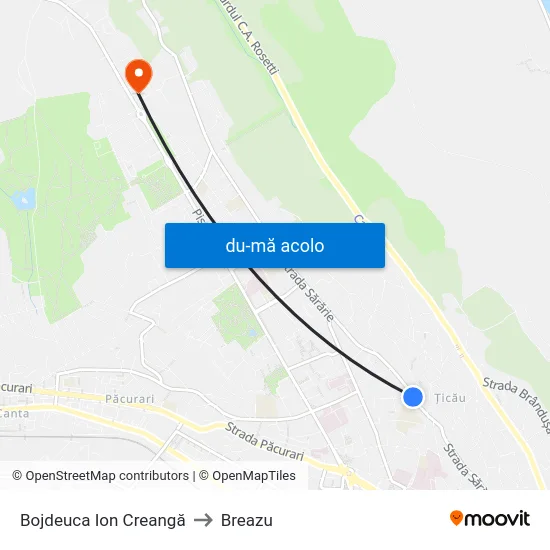 Harta de Bojdeuca Ion Creangă către Breazu
