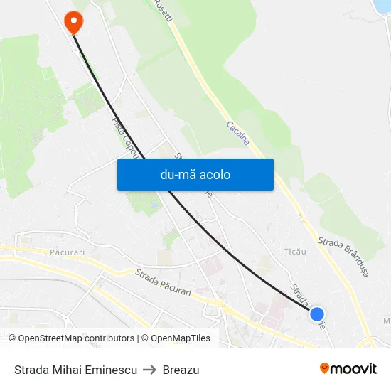 Harta de Strada Mihai Eminescu către Breazu