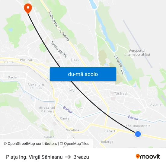 Harta de Piața Ing. Virgil Săhleanu către Breazu