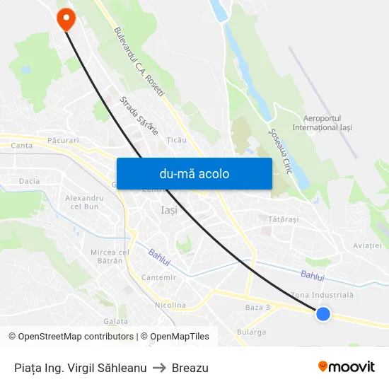 Harta de Piața Ing. Virgil Săhleanu către Breazu