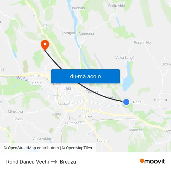 Harta de Rond Dancu Vechi către Breazu