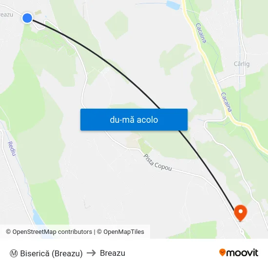 Harta de Ⓜ Biserică (Breazu) către Breazu