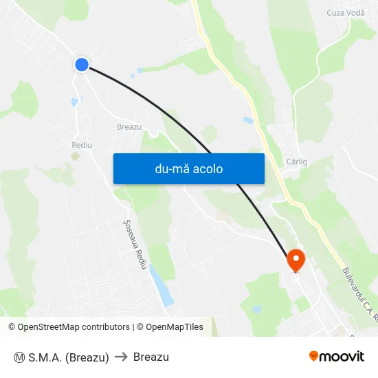 Harta de Ⓜ S.M.A. (Breazu) către Breazu