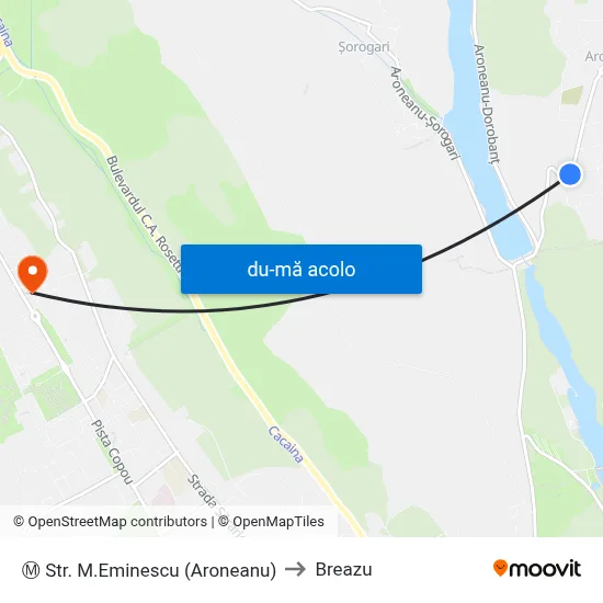 Harta de Ⓜ Str. M.Eminescu (Aroneanu) către Breazu