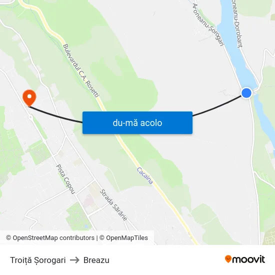 Harta de Troiță Șorogari către Breazu