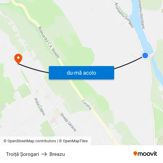 Harta de Troiță Șorogari către Breazu