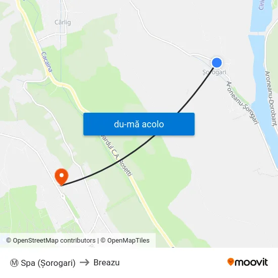 Harta de Ⓜ Spa (Șorogari) către Breazu