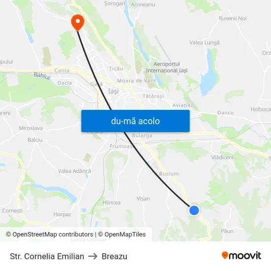 Harta de Str. Cornelia Emilian către Breazu
