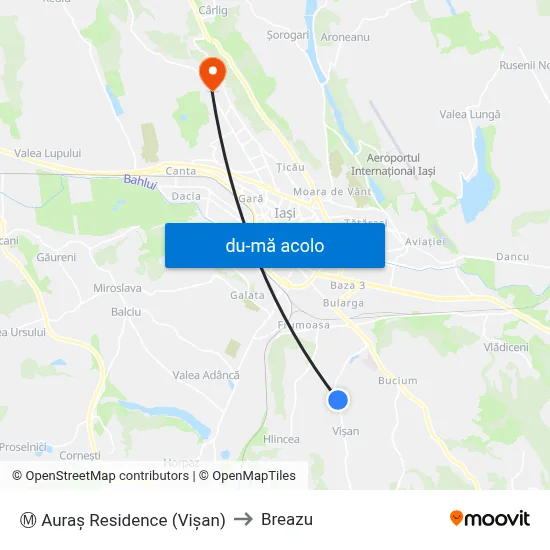 Harta de Ⓜ Auraş Residence (Vişan) către Breazu