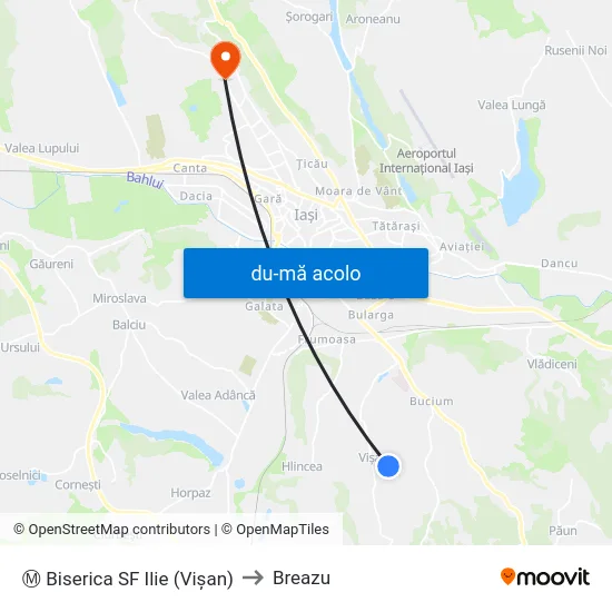 Harta de Ⓜ Biserica SF Ilie (Vişan) către Breazu