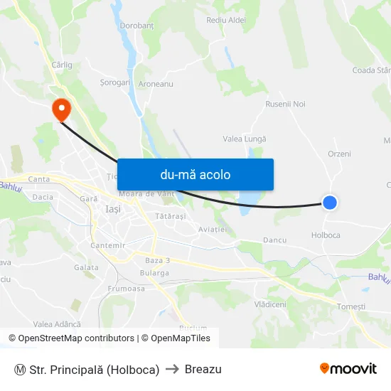 Harta de Ⓜ Str. Principală (Holboca) către Breazu