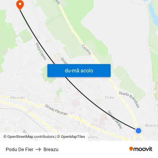 Harta de Podu De Fier către Breazu