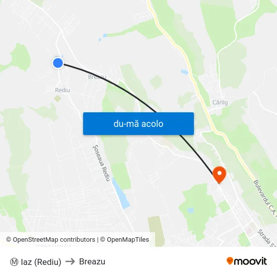 Harta de Ⓜ Iaz (Rediu) către Breazu