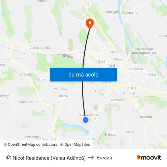 Harta de Ⓜ Nicol Residence (Valea Adâncă) către Breazu