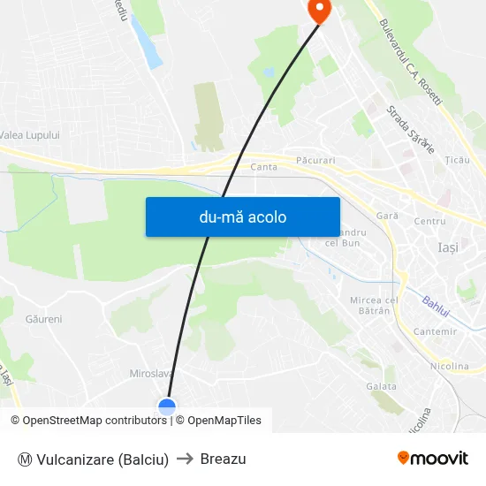 Harta de Ⓜ Vulcanizare (Balciu) către Breazu